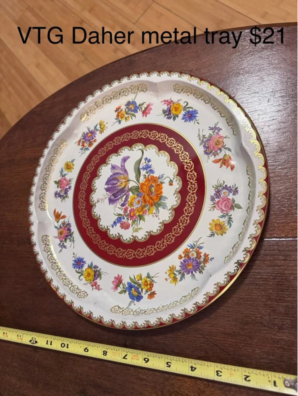 Vintage Flower Daher decorated ware metal tray